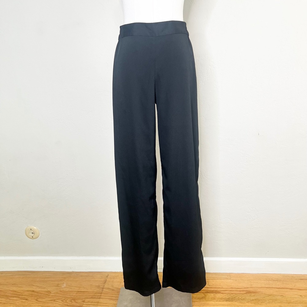 Christian Siriano Runway Style Black Wide Leg Trousers Pants Pull On Small